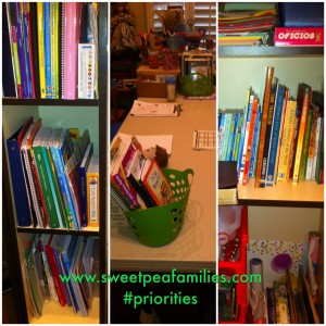 Each kiddo has a dedicated shelf, our table is clean, and lots of manipulatives, books, and art supplies!