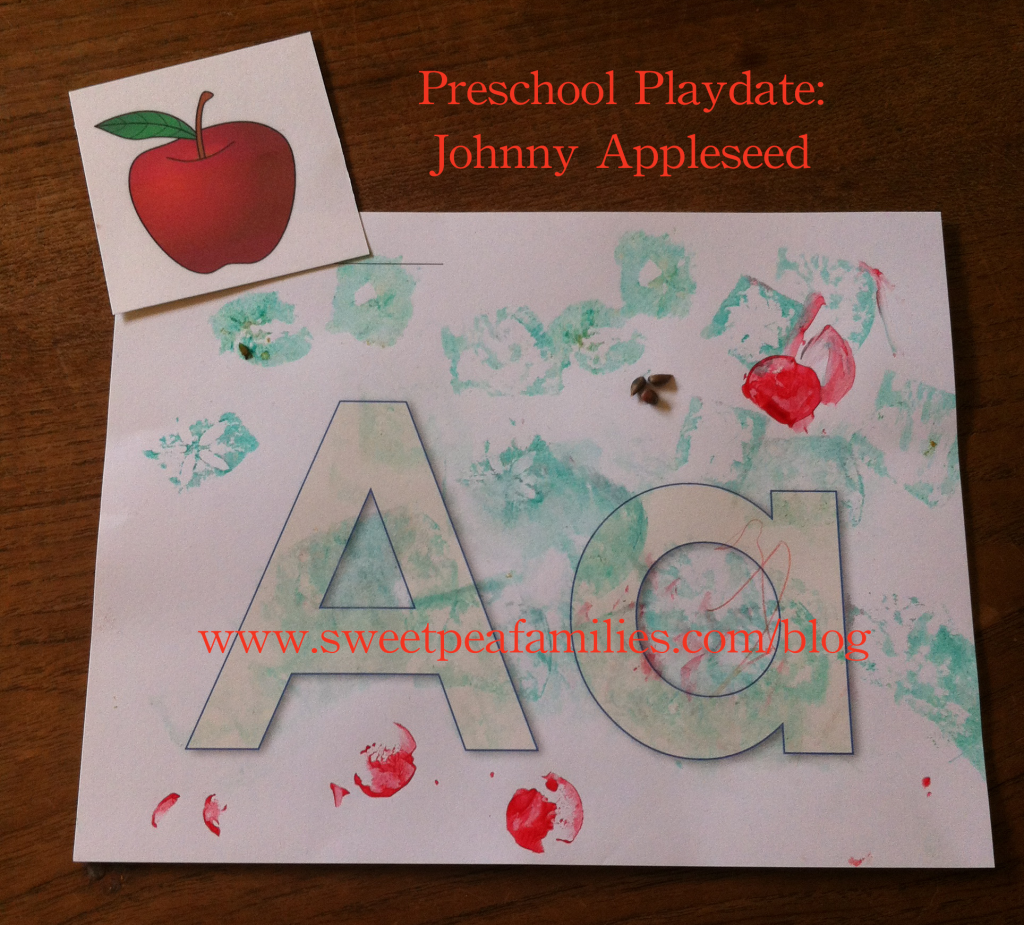 Here is the letter on cardstock; children printed and pasted on the letter "A" to reinforce the beginning letter sound.